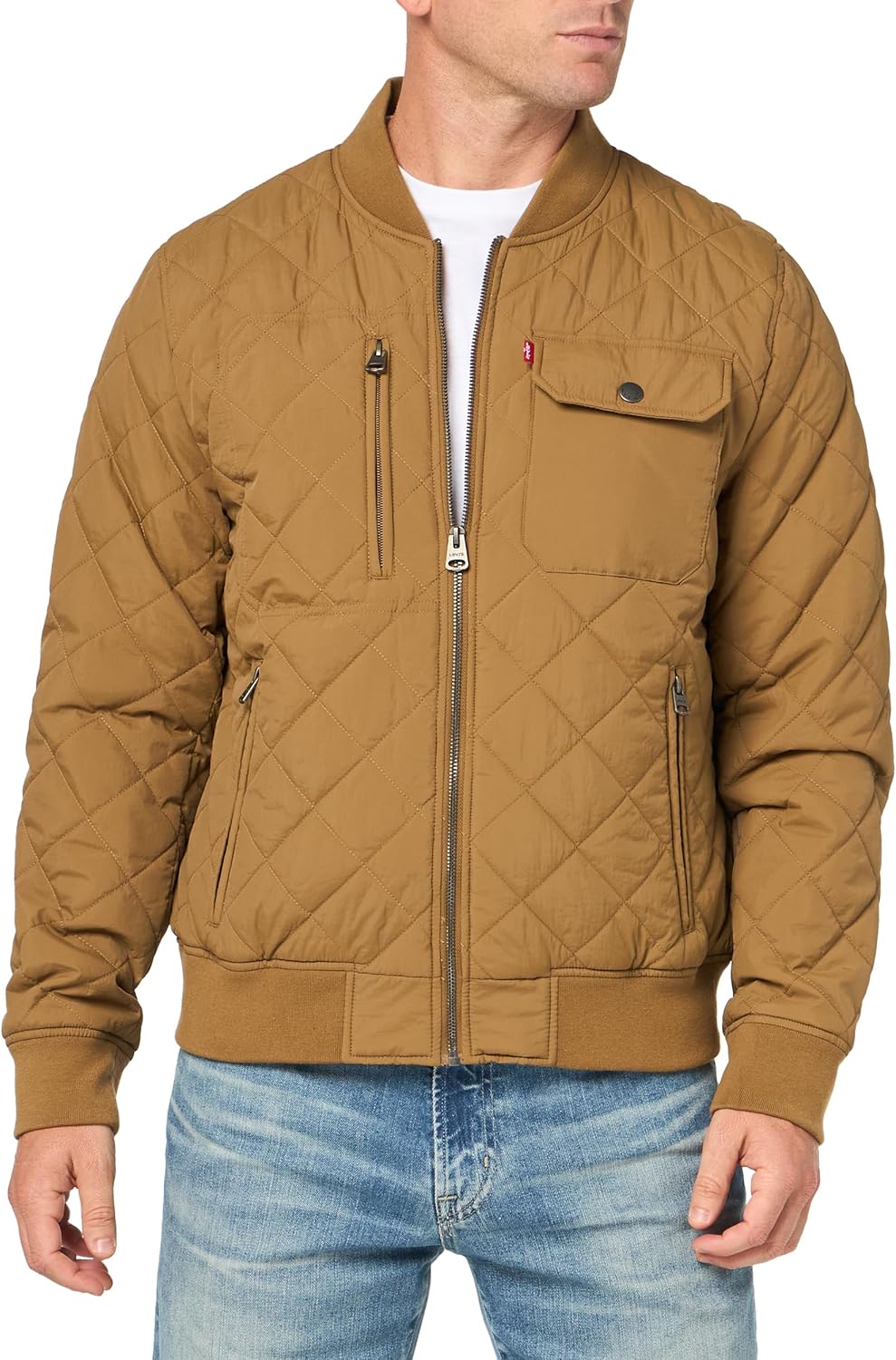 Мужская куртка-бомбер Levi's с ромбовидной стежкой, New Khaki Dry Touch Nylon — фото 3