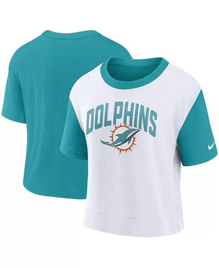 

Женская модная футболка цвета морской волны, белая Miami Dolphins High Hip Fashion Nike