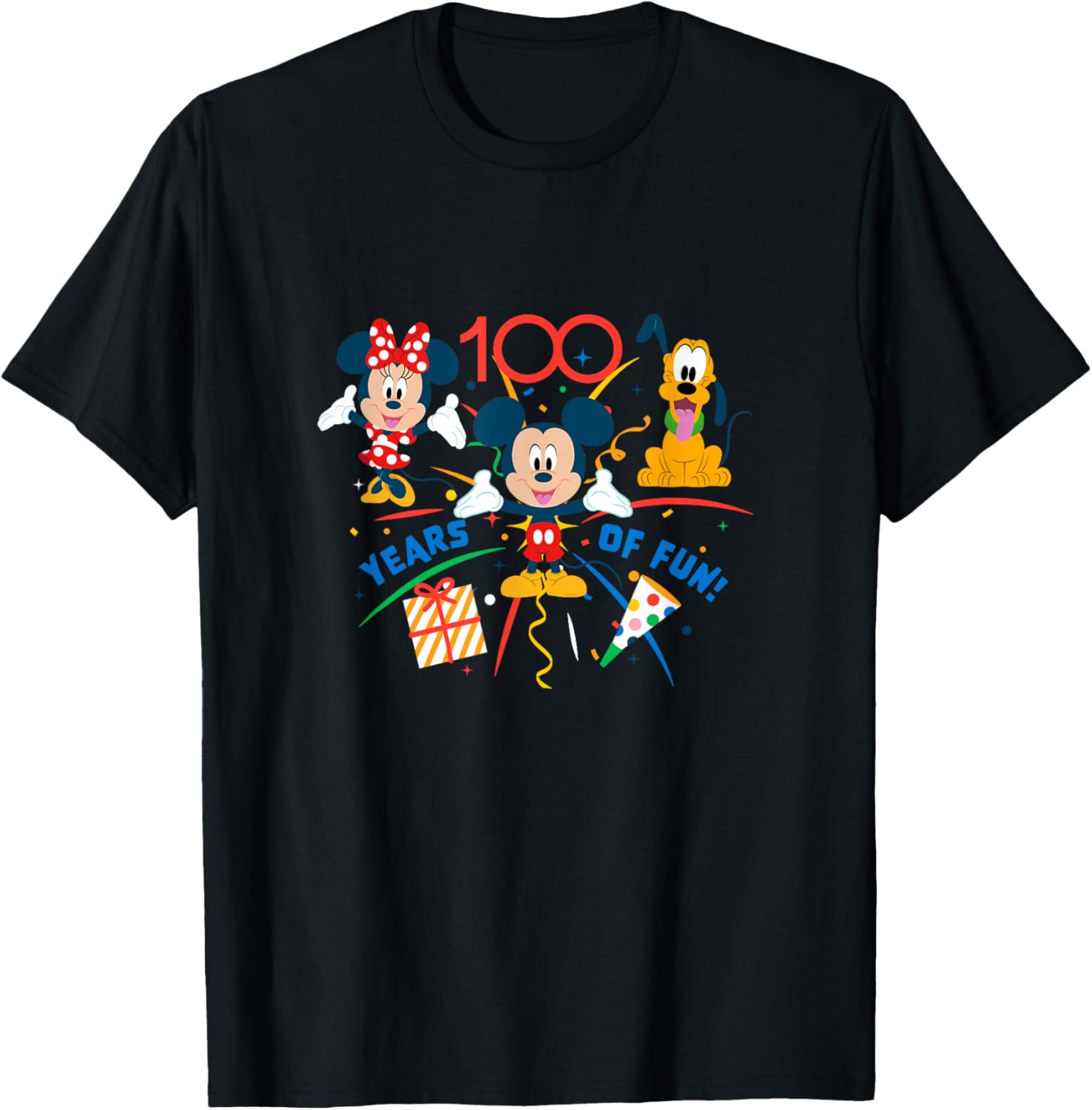 

Футболка Disney «100 лет веселья: Микки, Минни, Плуто», черная, посвященная 100-летию компании