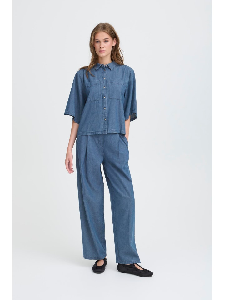 

Блузка с короткими рукавами IHXAURORA, классический крой, средне-голубой цвет. ICHI