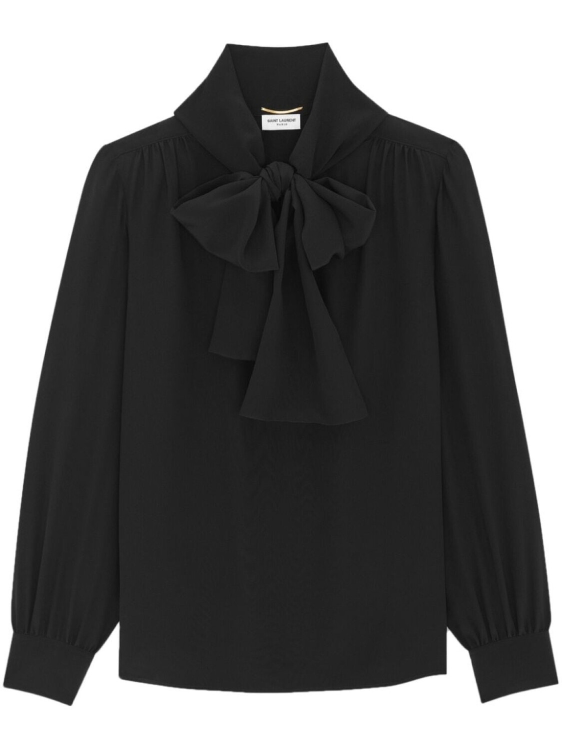 

Saint Laurent шелковая блузка с бантом, черный