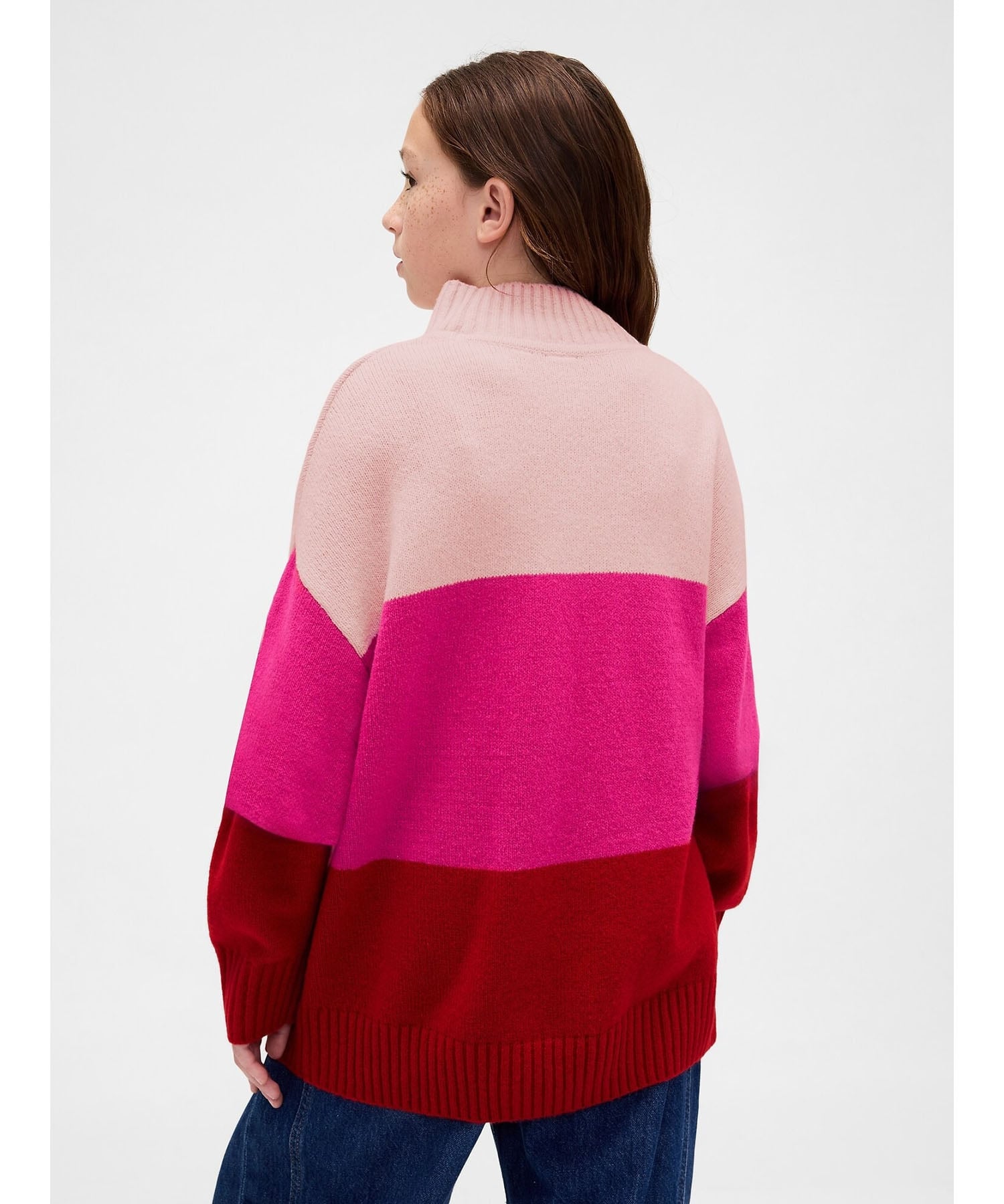 (K)CashSoft Кашемировый полосатый свитер-туника (детский) GAP, PINK_STRIPE — фото 3