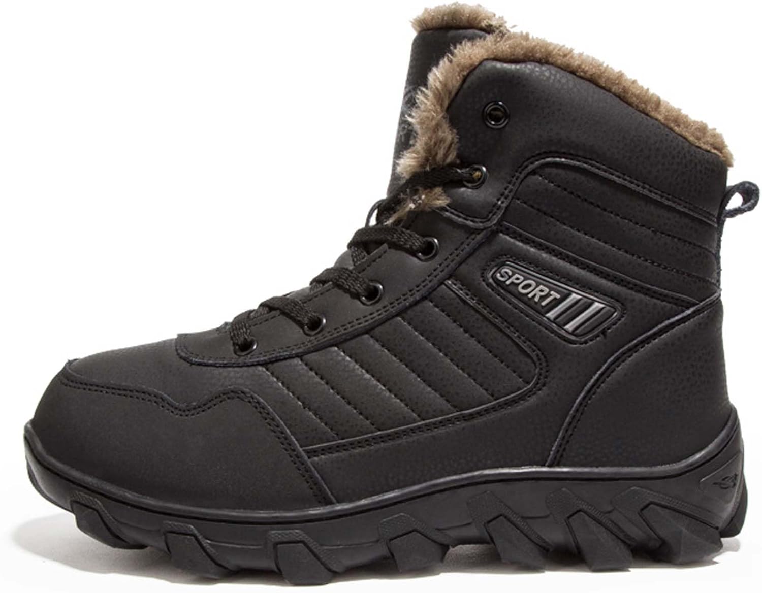 

Зимние снеговые ботинки для мужчин, толстые и теплые хлопковые ботинки с добавлением флиса, походная обувь для улицы Generic, черный