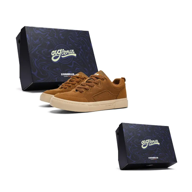 

OUGLEMEN Кроссовки Red Snake Welcoming Spring Collection Low Top для скейтбординга мужские в коробке верблюжьего цвета, цвет Camel