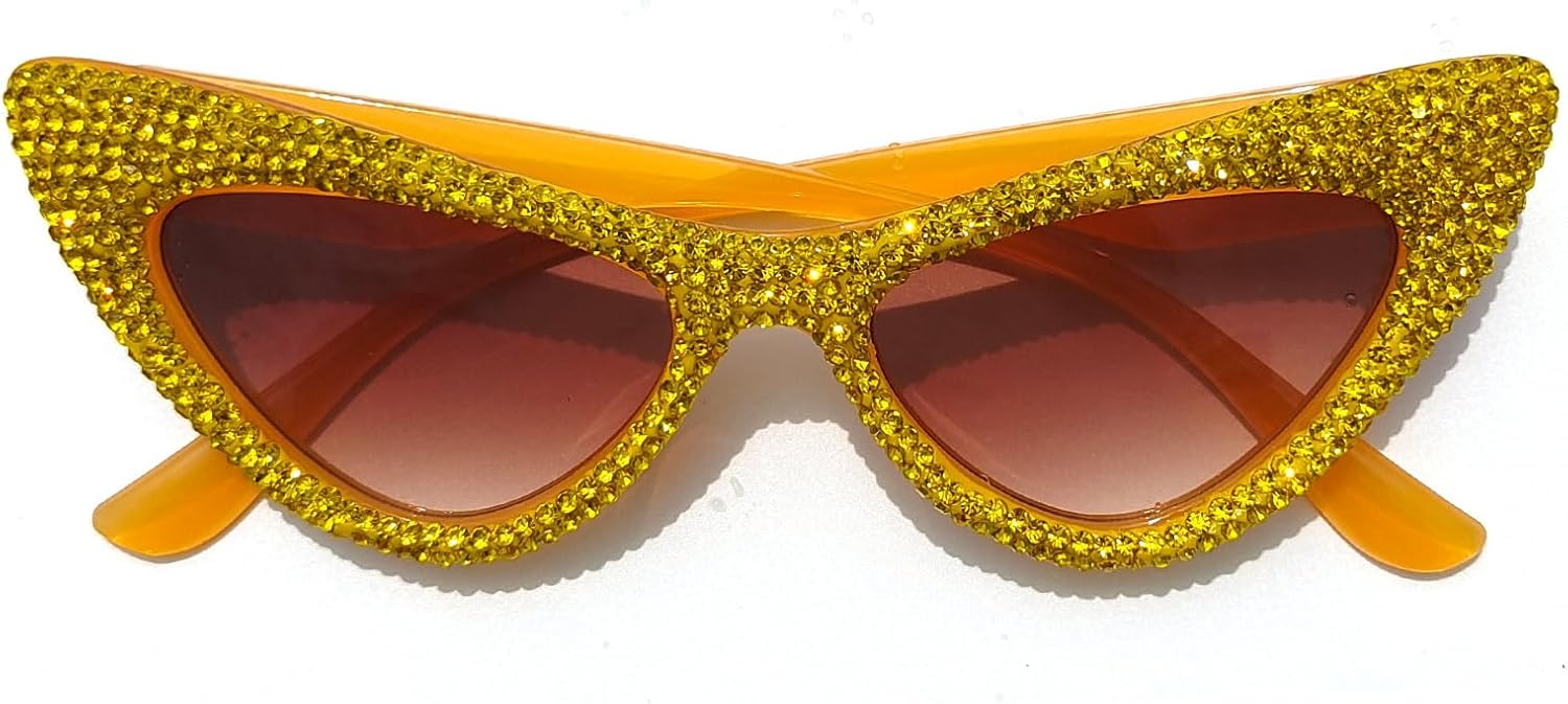

Солнцезащитные очки Willochra Diamond Bling для женщин, модные солнцезащитные очки «кошачий глаз» со стразами, женские очки с кристаллами и украшениями для вечеринок, Yellow