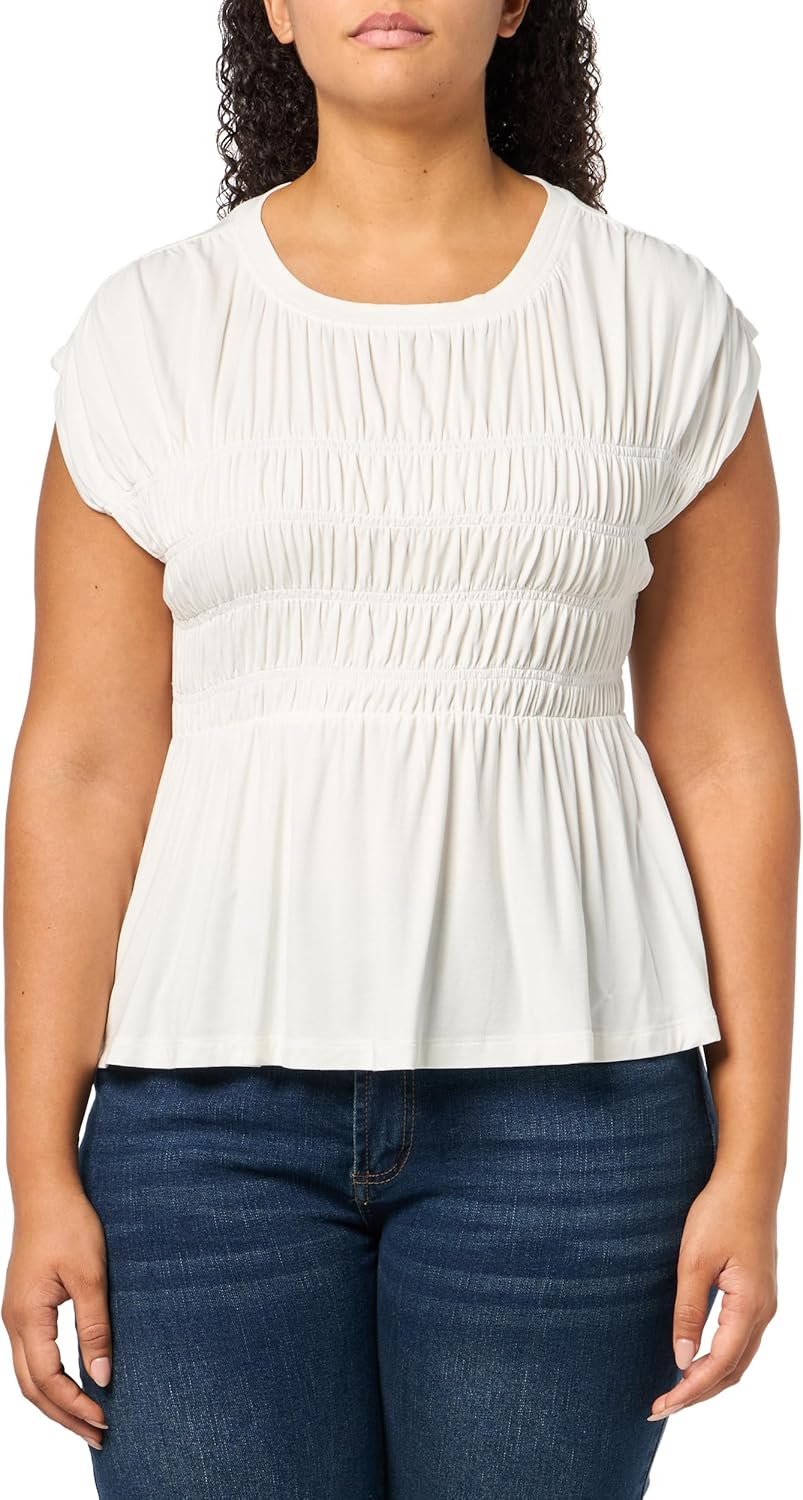 

Женский спортивный топ Tommy Hilfiger с присборенным лифом и короткими рукавами, Ivory