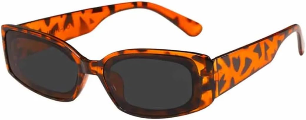 

Модные маленькие солнцезащитные очки для женщин и мужчин, стильные винтажные хип-хоп прямоугольные зеленые очки, женские очки с защитой от УФ-излучения UV400 VVTWSSW, Leopard Gray