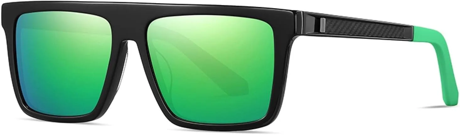 

Мужские поляризованные солнцезащитные очки UV400, женские очки в оправе из ацетатного волокна, для вождения, рыбалки, вечеринок VFDHN, Bright Black Green