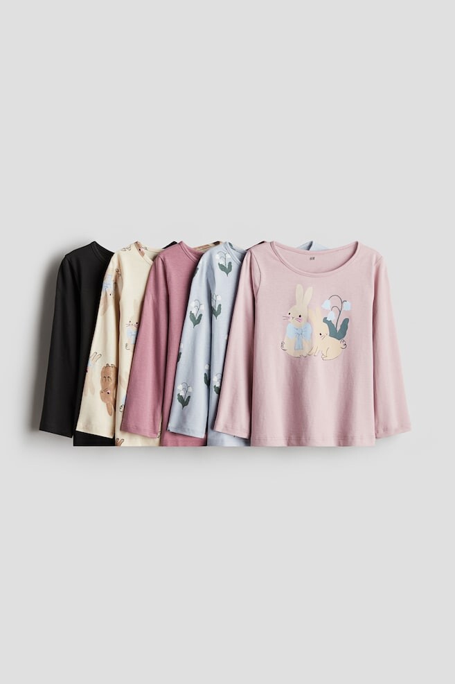 

Комплект из 5 хлопковых рубашек с длинными рукавами H&M, розовый