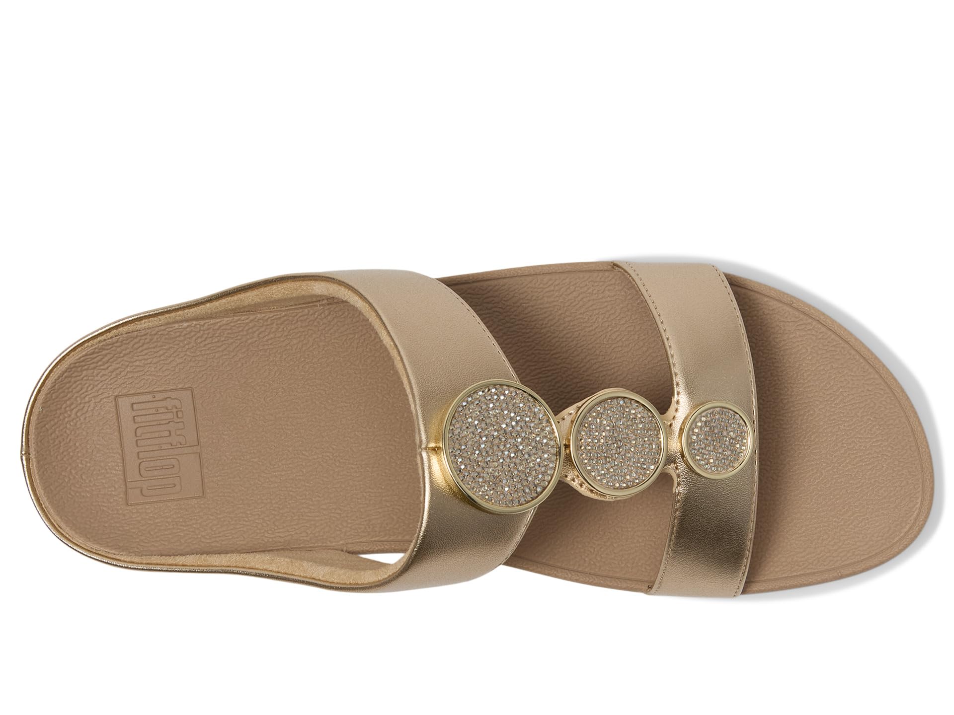 Сандалии FitFlop Halo Bead-Circle Metallic H-Bar Slides, цвет Metallic Latte Beige — фото 2