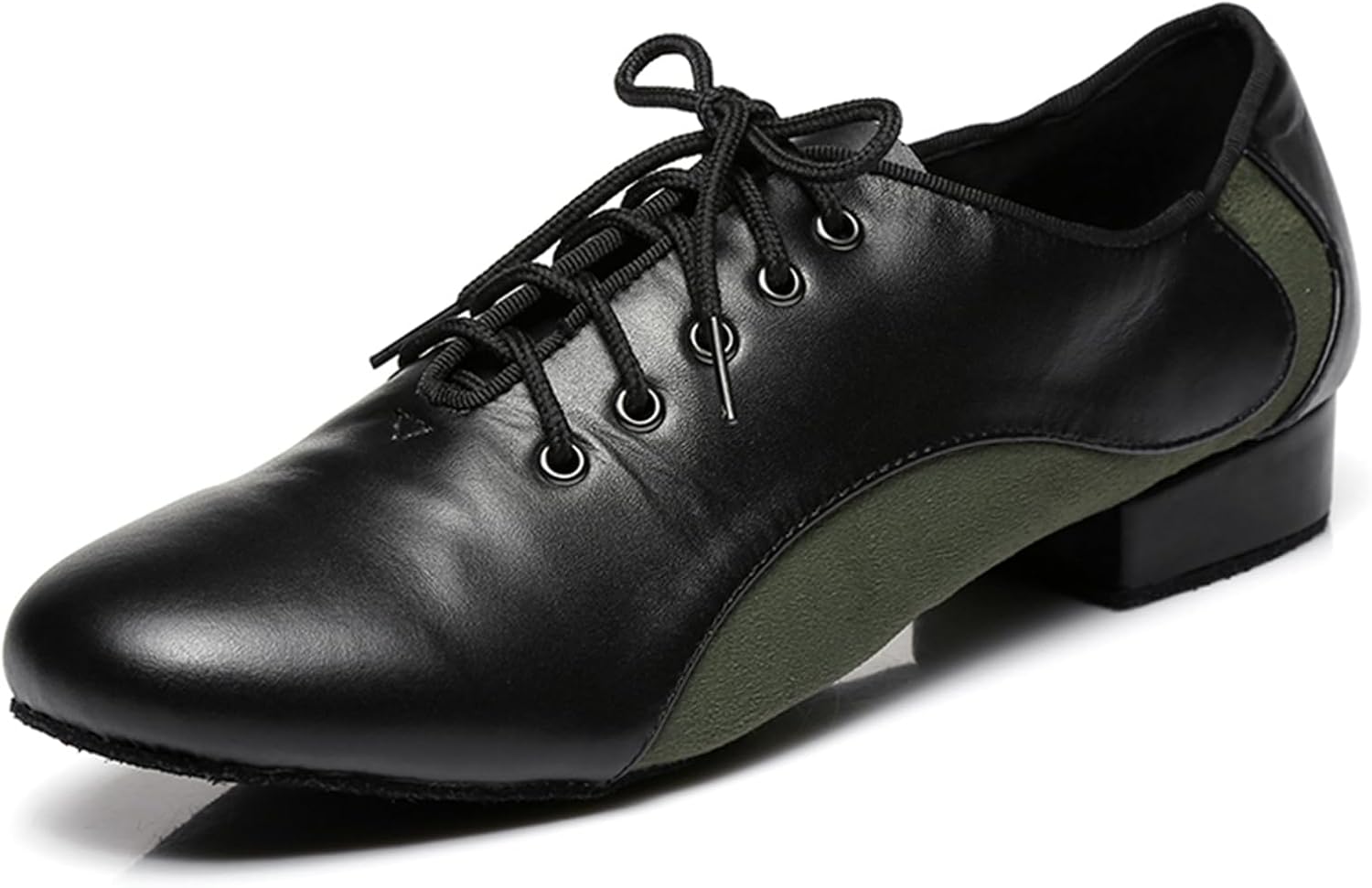 

Мужские кожаные танцевальные туфли с низким каблуком для бальных, латинских, сальсы, танго, вечеринки, свадьбы и тренировок, профессиональные Zhcrcfirm, черный/зеленый