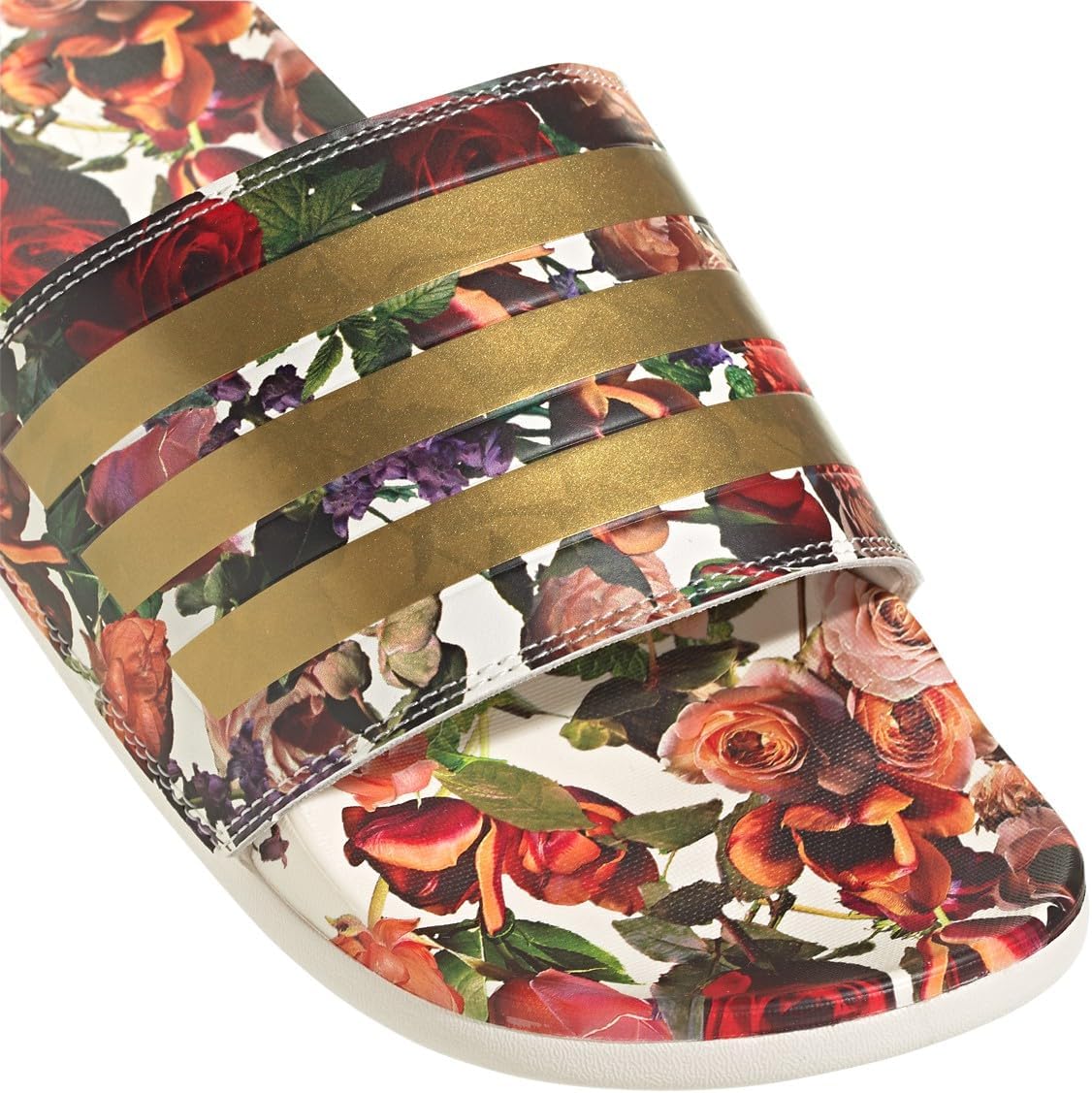 Шлепанцы adidas Adilette Comfort (унисекс), белый/золотой/светло-белый — фото 3