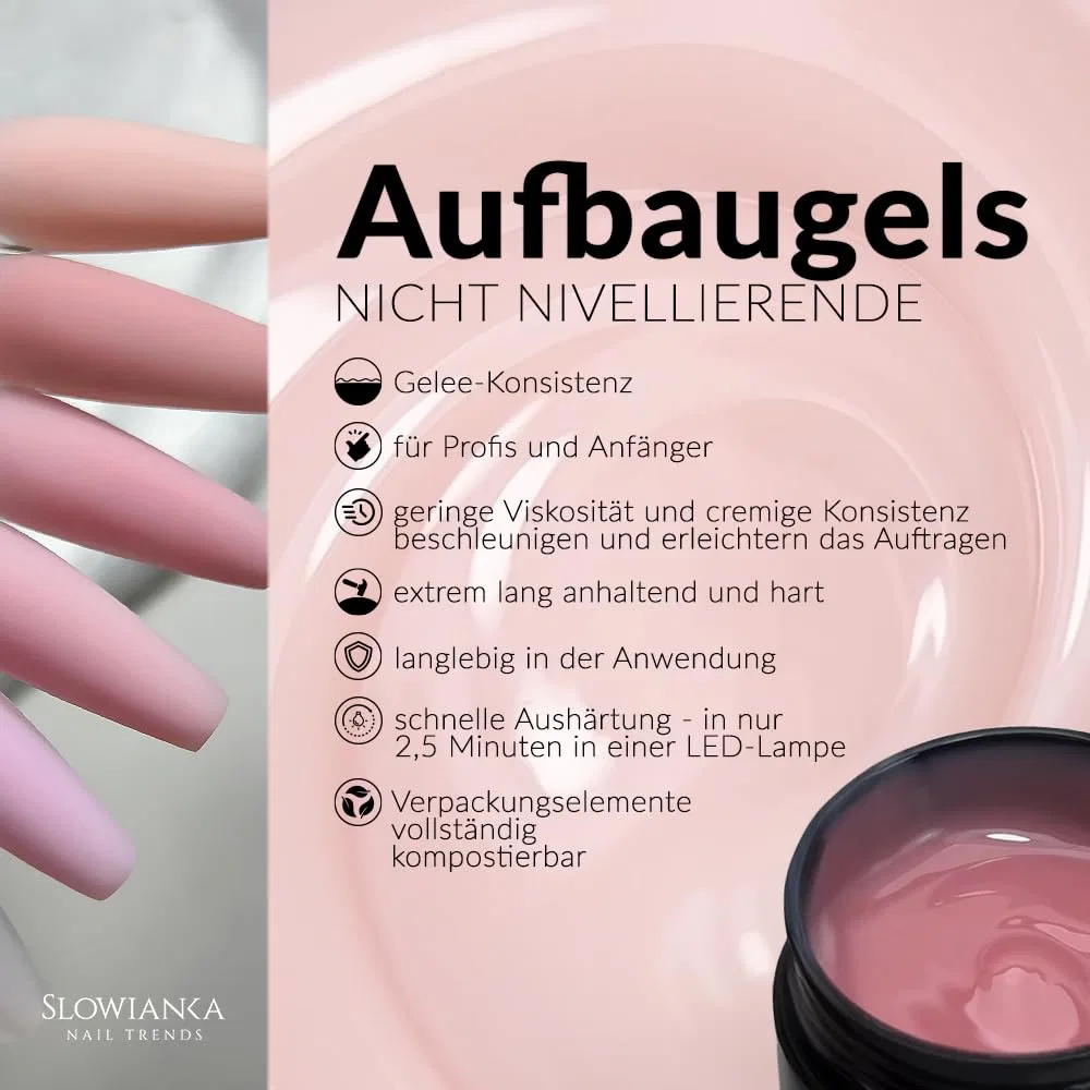 Строительный гель для ногтей «Cotton Candy Cover» от Slowianka Nail Trends Slowianka Nail Trends, Cotton Candy Cover - Non-Leveling 15G