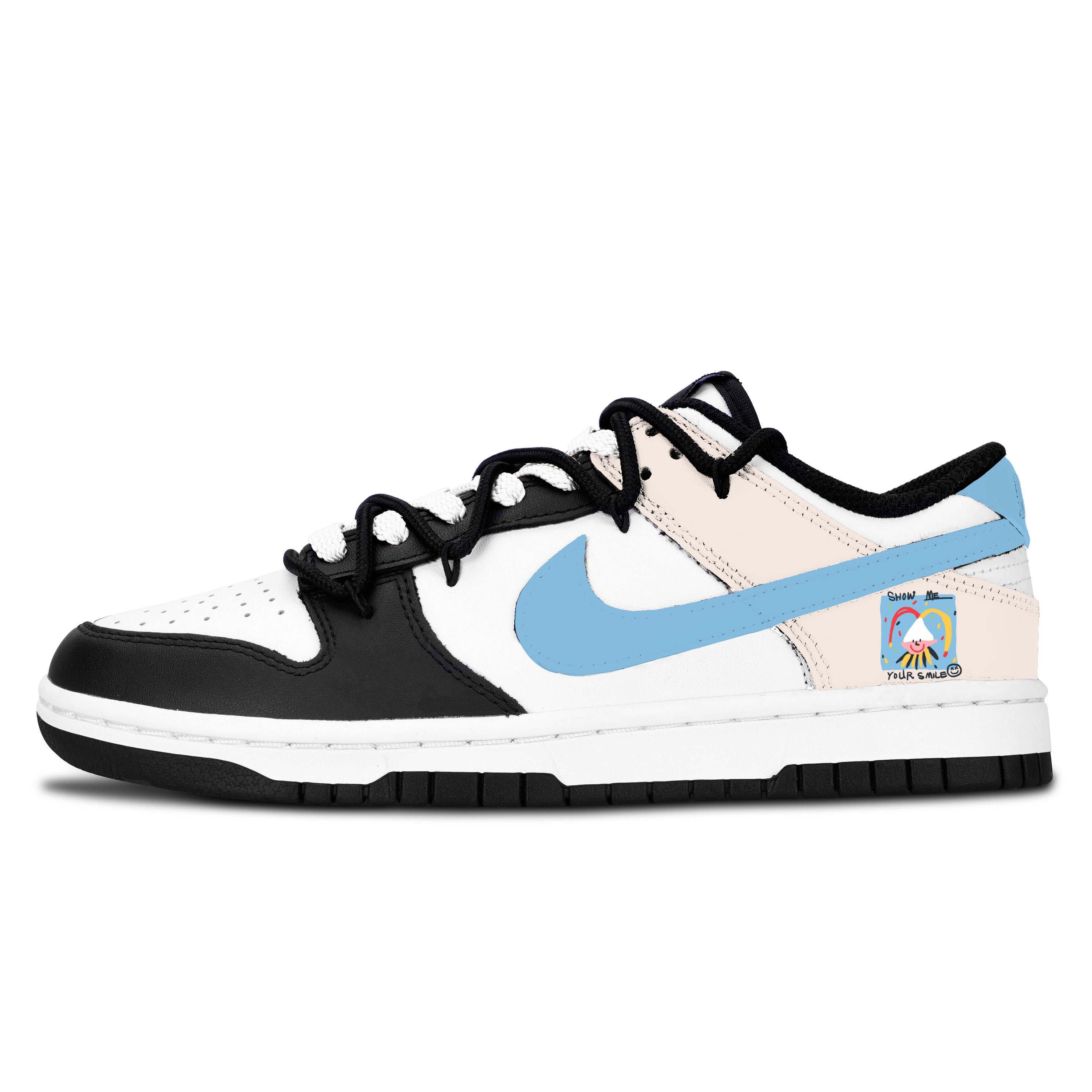 

Nike Dunk Black White, Light Blue, Ugly Harmony, устойчивые к истиранию и скольжению низкие кроссовки для скейтбординга Unisex Blue