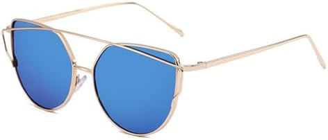 

Классические солнцезащитные очки 2027 года для женщин, модные металлические солнцезащитные очки «кошачий глаз» в винтажном стиле с зеркальными линзами и защитой от УФ-излучения UV400 generic, Gold Blue