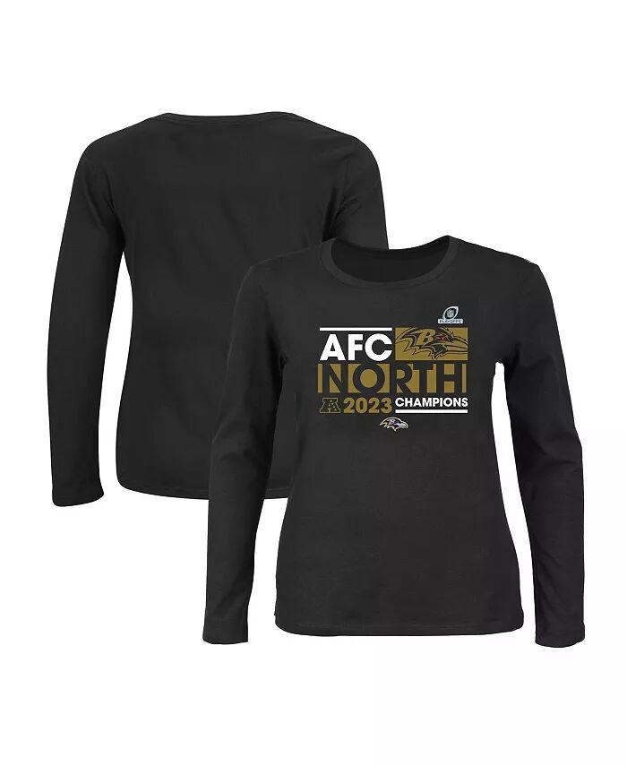 

Женская черная футболка Baltimore Ravens 2023 AFC North Division Champions Plus Size Conquer с длинным рукавом и круглым вырезом Fanatics