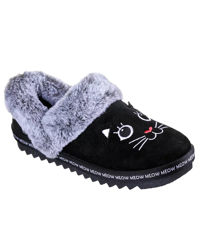 Женские тапочки-слипоны: BOBS Cozy Kiss - Meow PJs Comfort Slippers от Finish Line Skechers, черный