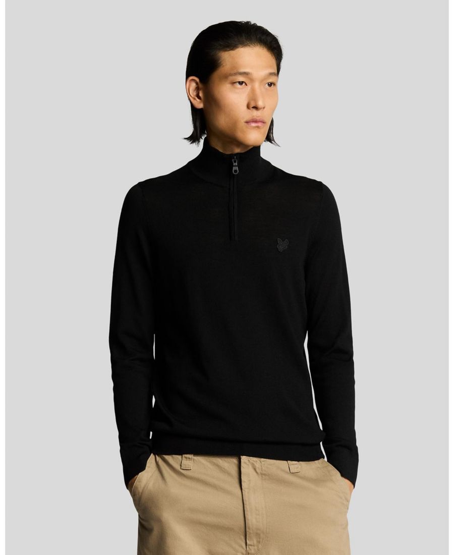 

Мужской свитер Eagle Merino с застежкой-молнией до четверти длины Lyle & Scott, Jet black