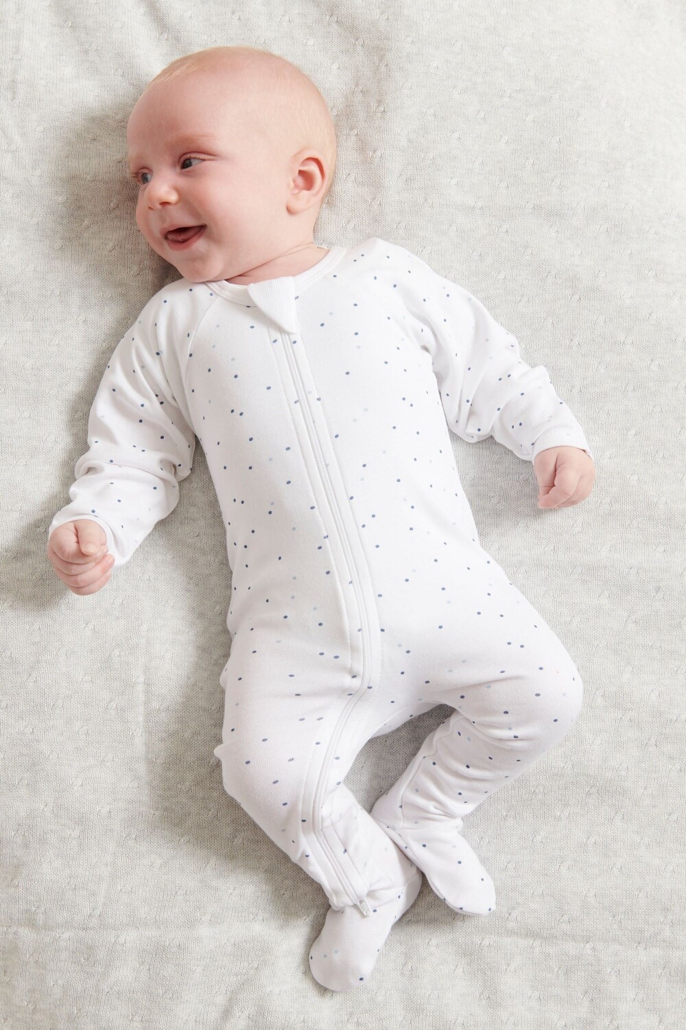 Детский комплект из трех предметов шапочка и комбинезон Purebaby, синий — фото 4