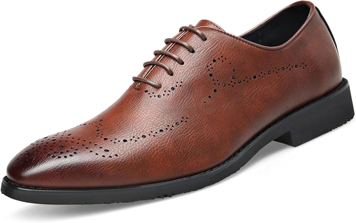 

Мужские остроносые оксфорды повседневные формальные кожаные весна/лето молодежные шнурованные туфли Generic, коричневый