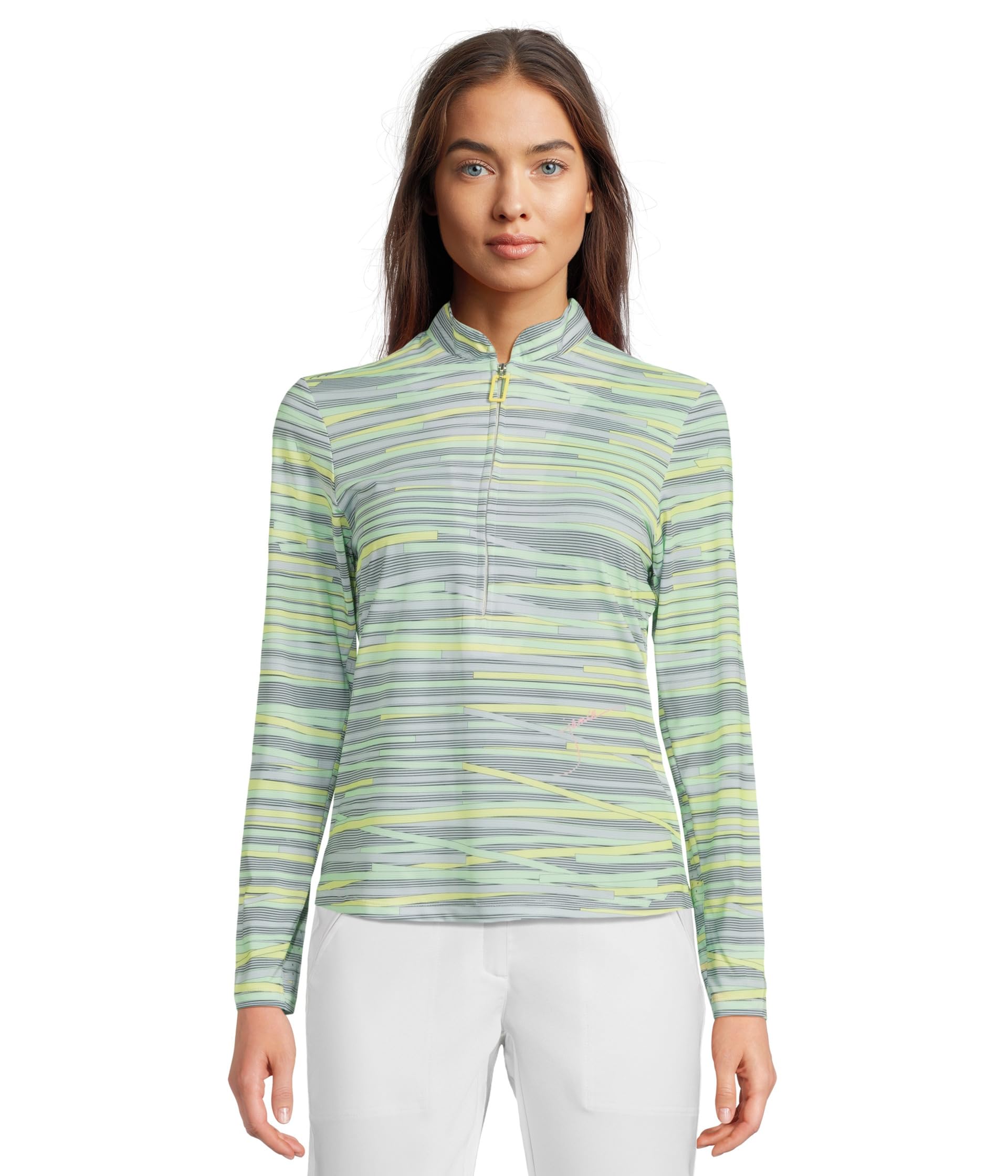 

Топ Jamie Sadock Sunsense Chopstix Print Long Sleeve 1/4 Zip Sun Protection Top, Creme De Mint