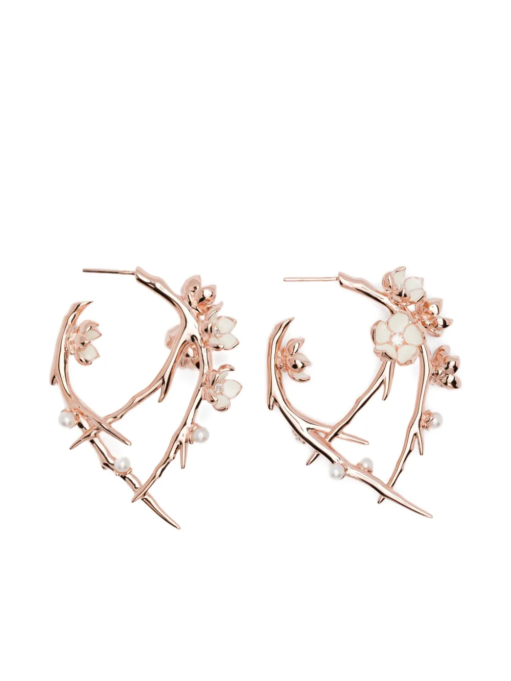 

Серьги-кольца с бриллиантами в виде цветков сакуры Shaun Leane, розовый