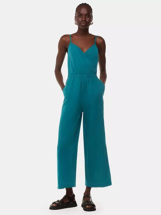 

Комбинезон Whistles Wrap Front Linen-Cotton, цвет teal