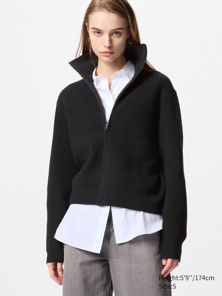 

Кардиган с застежкой-молнией Uniqlo, цвет 09 черный