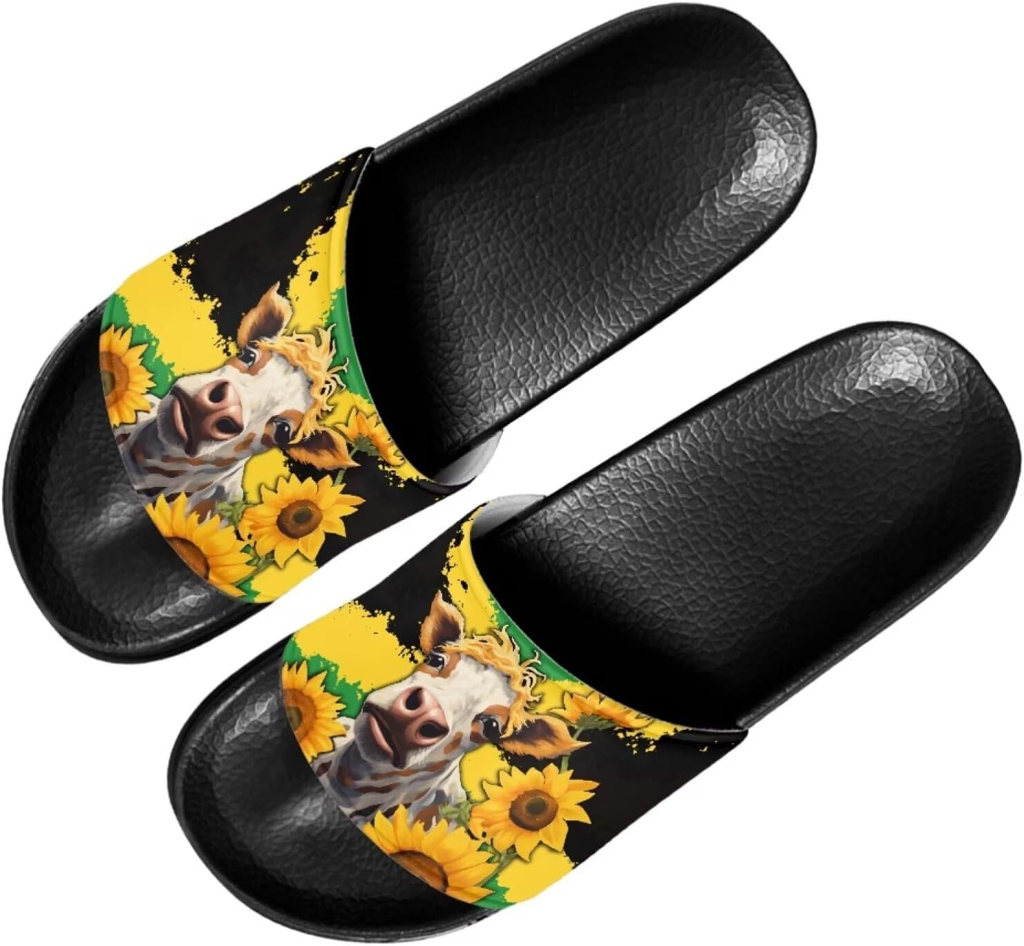 

Мужские и женские слайд-сандалии Forchrinse с ямайским флагом, для дома и улицы, легкие мягкие шлепанцы для душа, Jamaican Flag Cow Sunflower