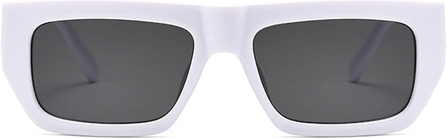 

Модные прямоугольные солнцезащитные очки для женщин, ретро-очки в стиле 90-х, квадратные солнцезащитные очки для мужчин, защита от УФ-излучения UV400 mincl, White Black