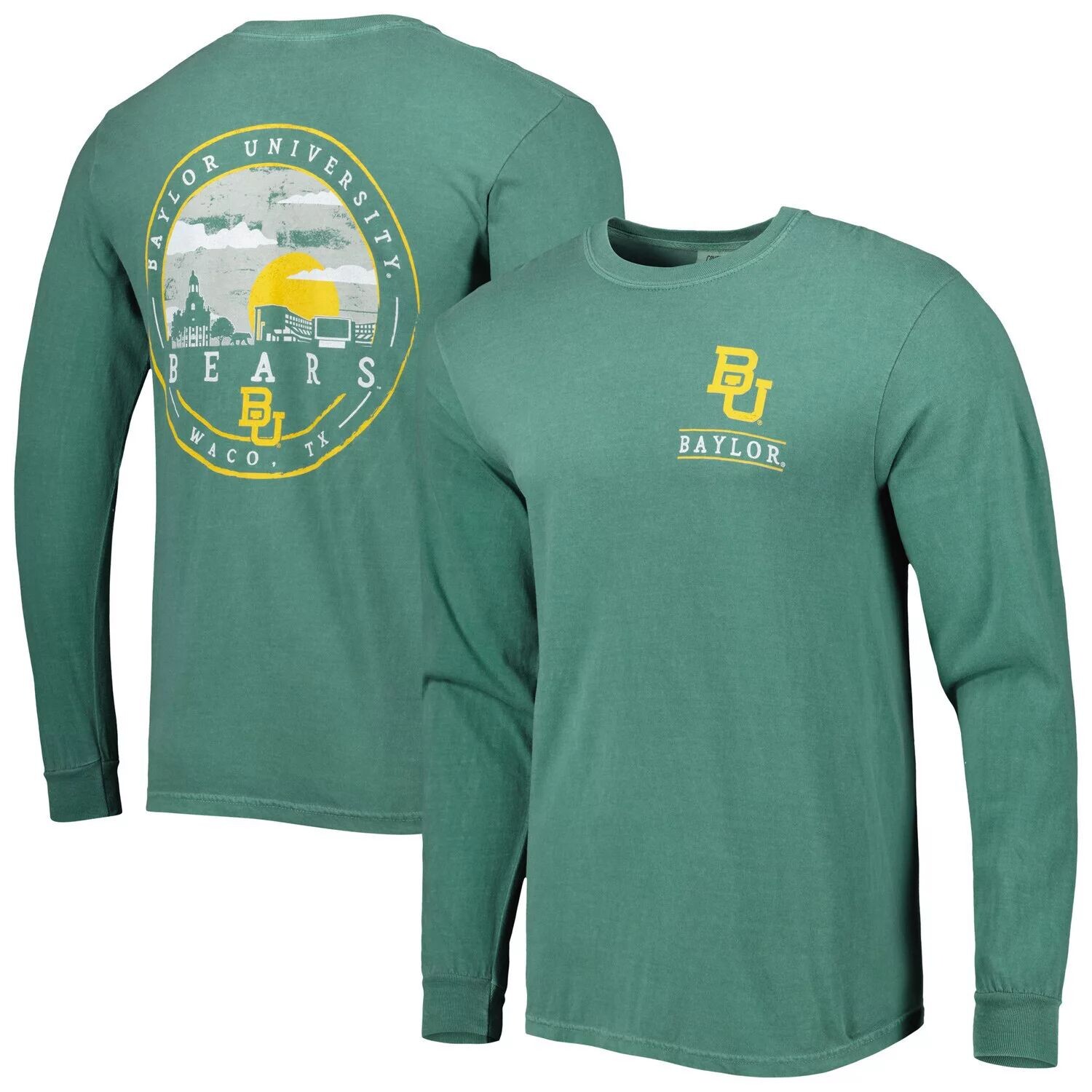 

Мужская зеленая футболка с длинными рукавами Baylor Bears Circle Campus Scene