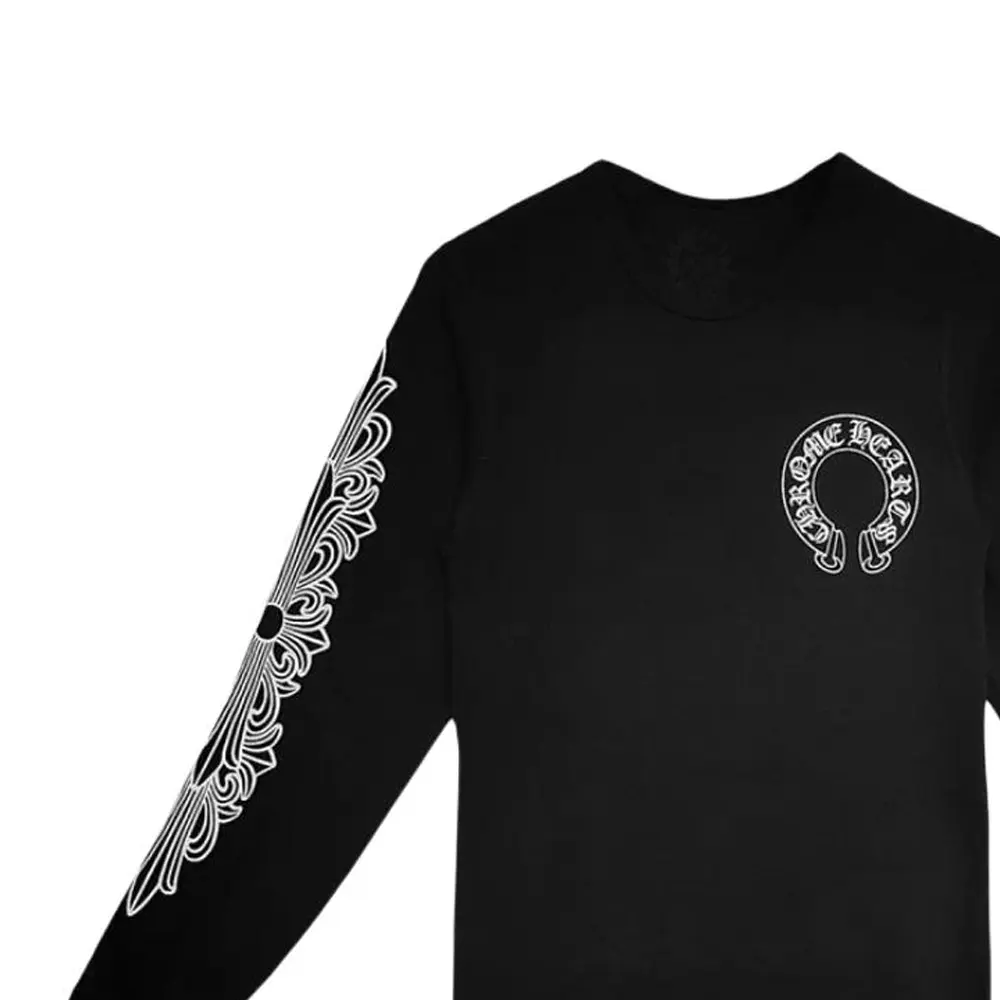 Термофутболка Horseshoe с вафельной текстурой Chrome Hearts, черный — фото 4