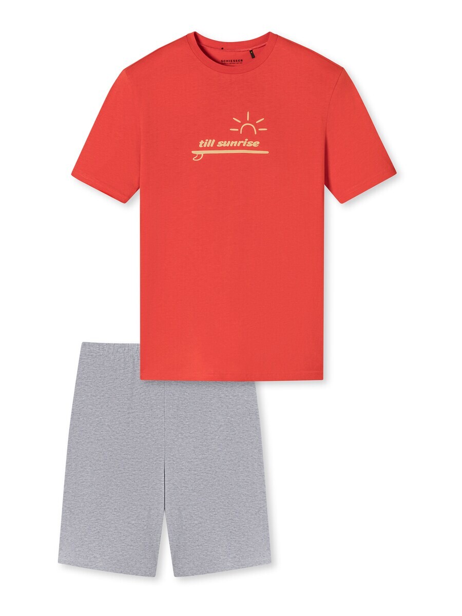 

Пижама SCHIESSER Pajamas Nightwear, цвет mottled grey/Red
