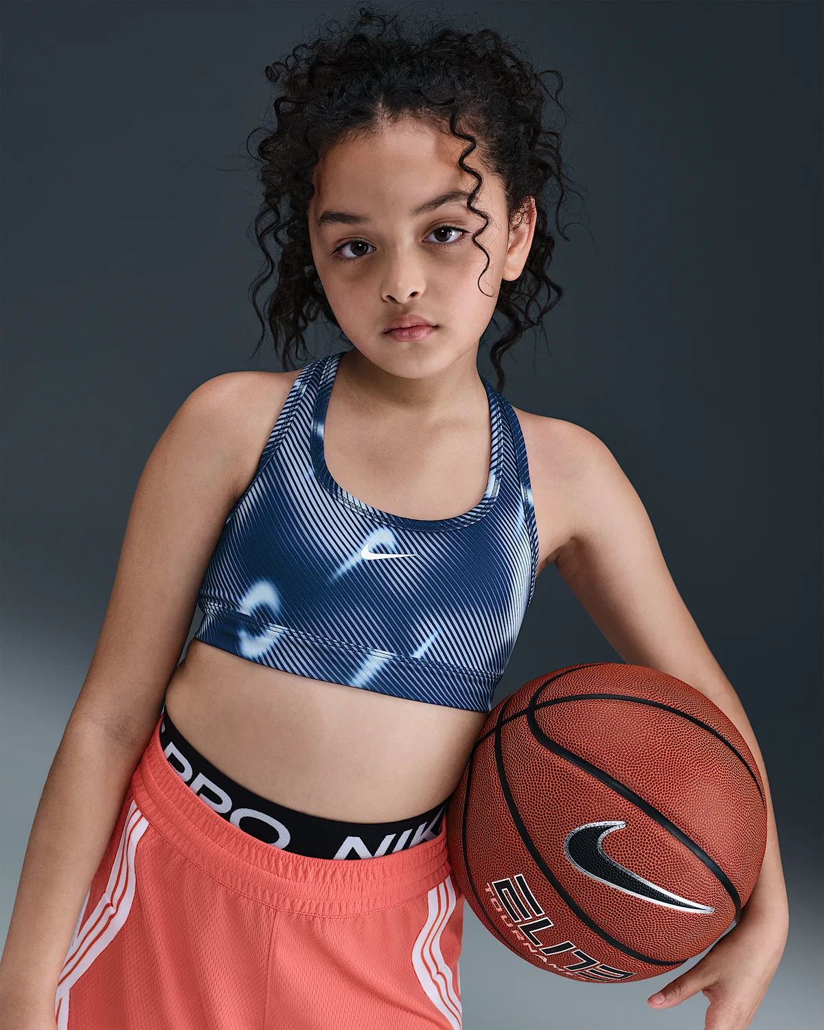 Спортивный бюстгальтер Nike Pro Swoosh для старших детей (девочек), Midnight Navy/White — фото 3