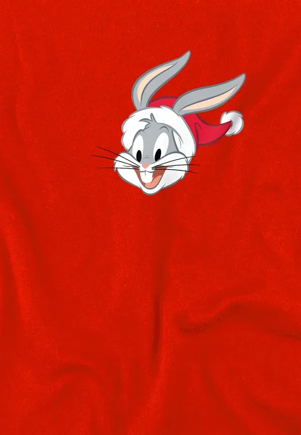 Футболка Looney Tunes Bugs Bunny Santa Hat Print T-Shirt Cotton Soul, красный — фото 3