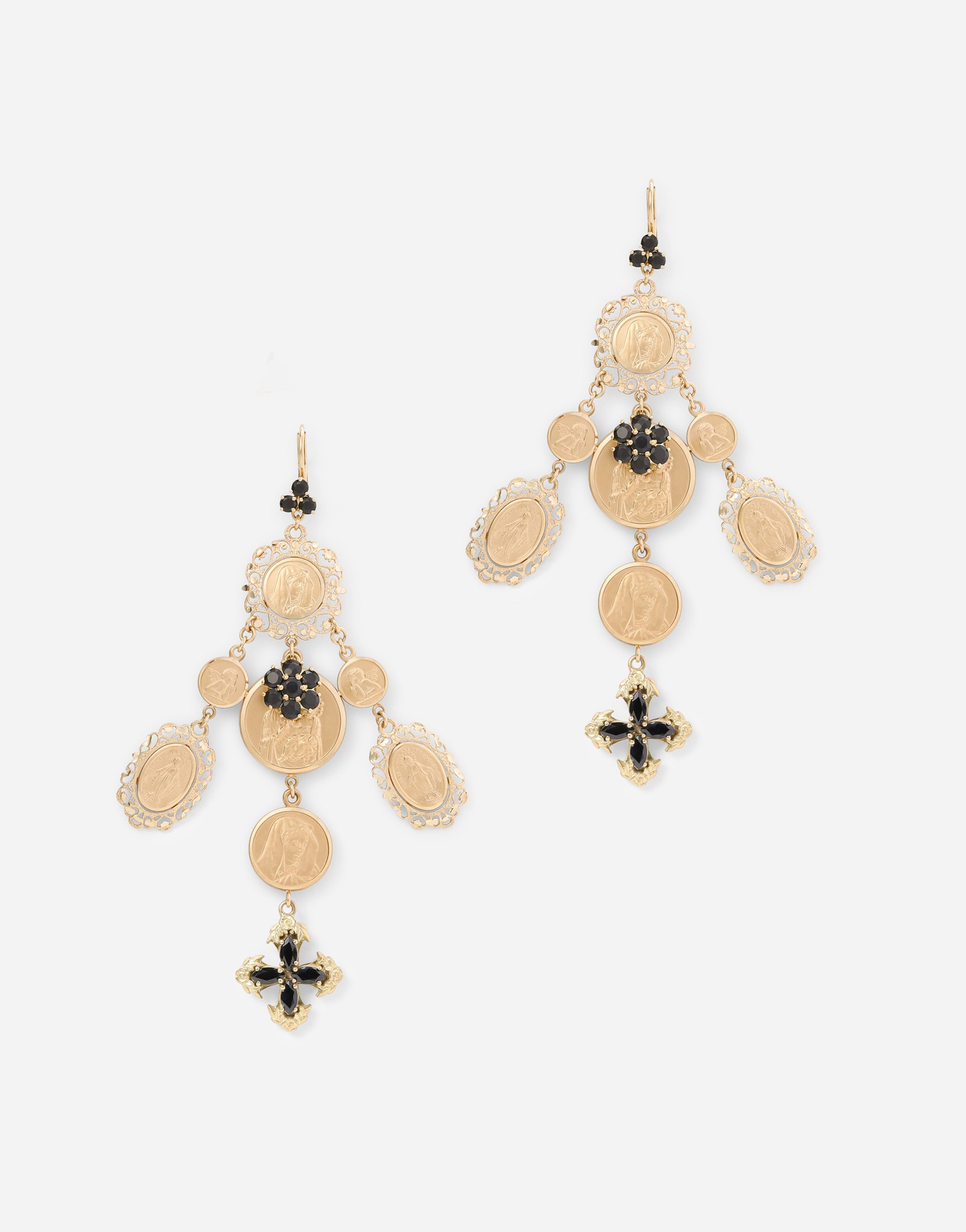

DOLCE & GABBANA Серьги Sicily из желтого золота 18 карат с черными сапфирами