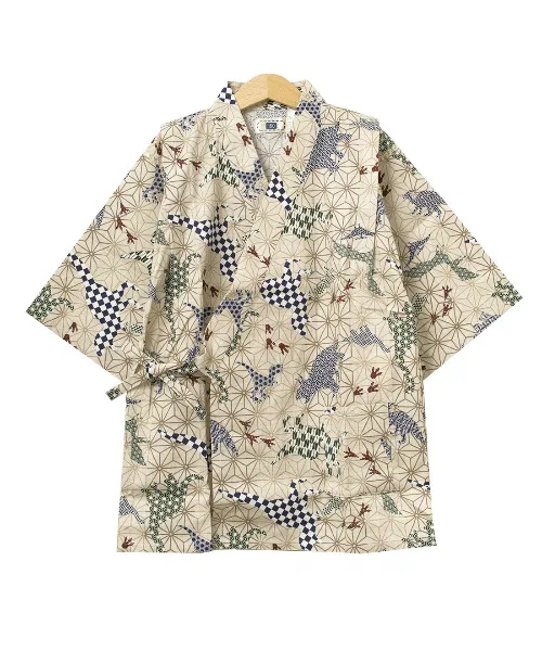 Детская пижама-кимоно Jinbei с поясом, хлопок, бежевый