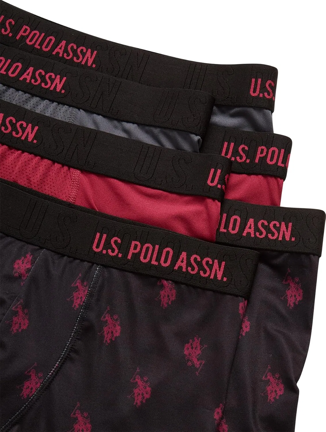 Боксеры 6-pack U.S. POLO ASSN., темно-серый/черный принт/винный красный — фото 3