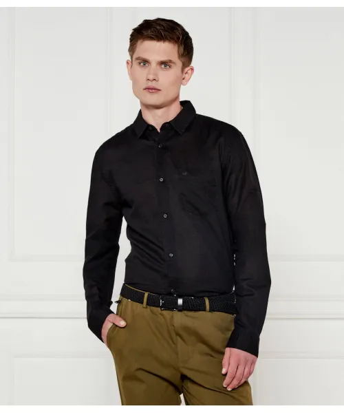

Льняная рубашка Regular fit Calvin Klein, черный