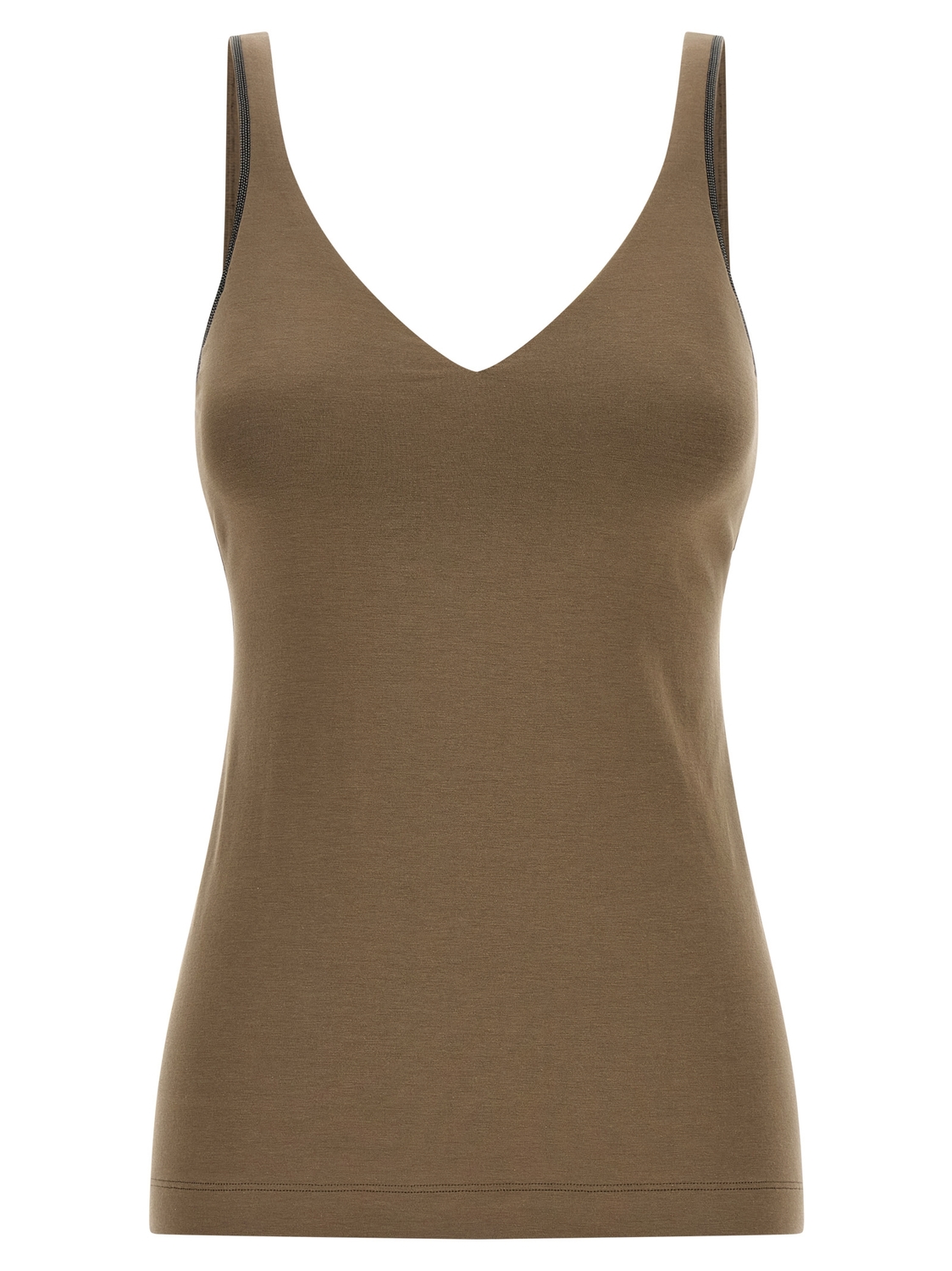 

Топ с блестящими лямками Brunello Cucinelli, бежевый