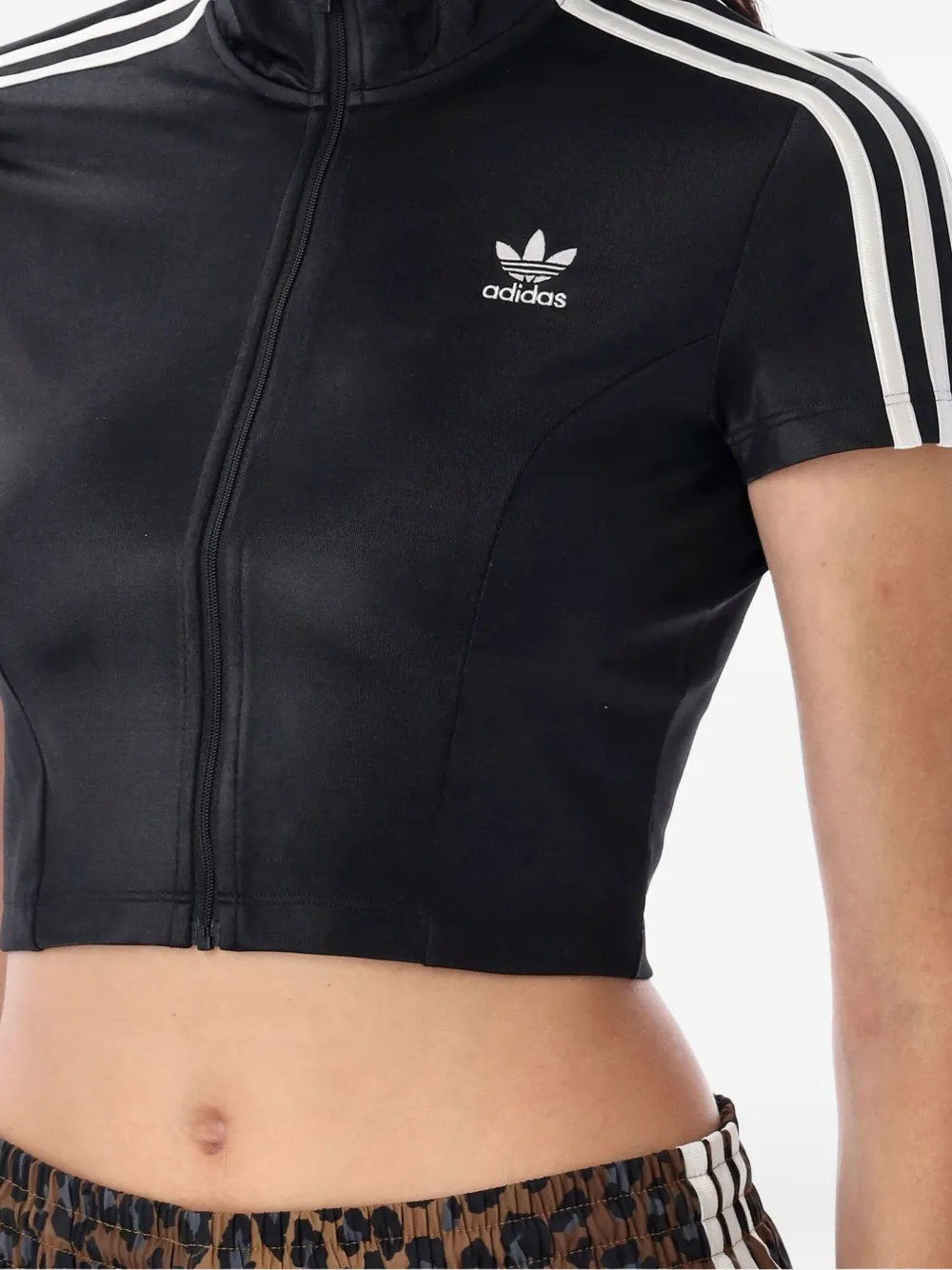 Толстовка на молнии с полосками Adidas, черный — фото 3