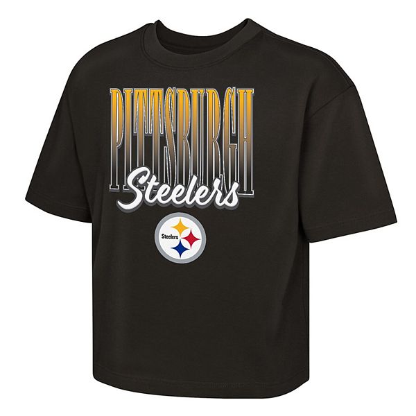 Детская футболка Pittsburgh Steelers Big City Boxy черная Outerstuff — фото 2