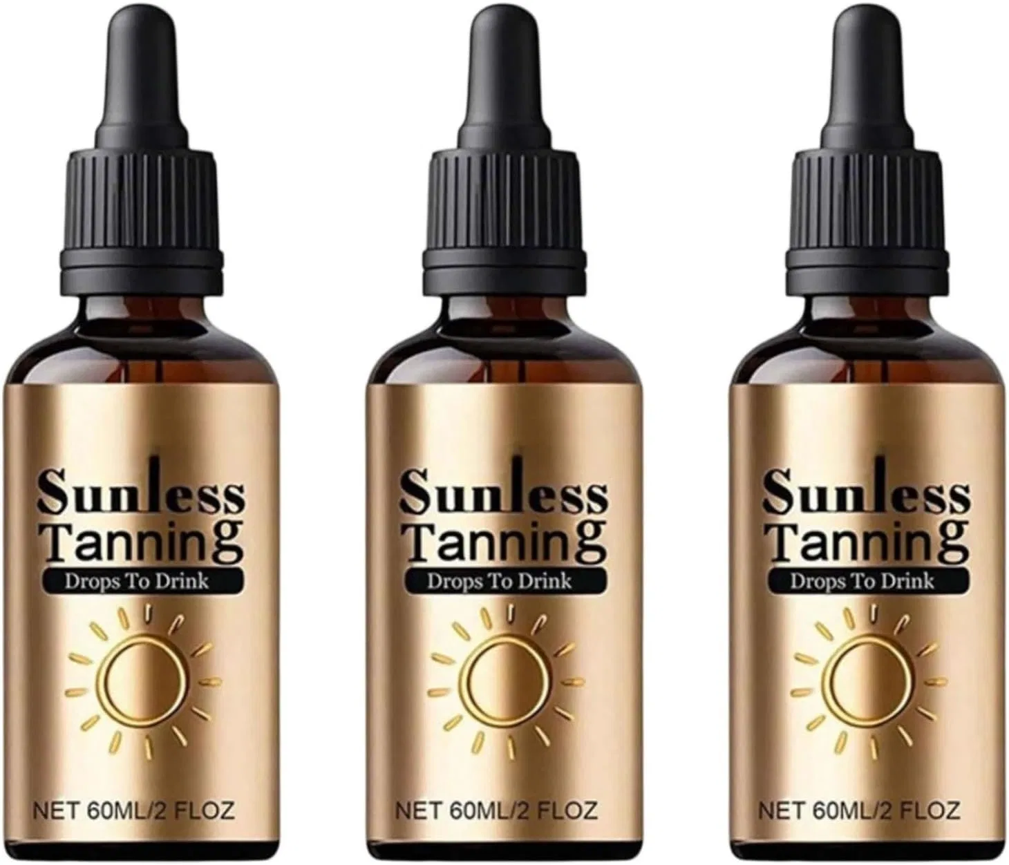 Капли-автозагар для приема внутрь для лица и тела, 3 шт. Generic, Tanning Drops For Drinking
