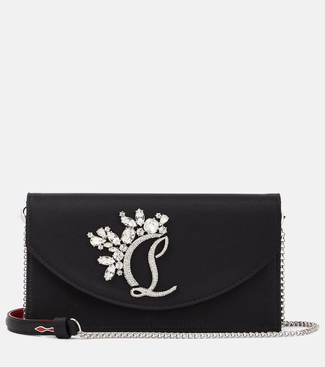 

Маленький шелковый клатч loubi54 с кожаной отделкой Christian Louboutin, черный