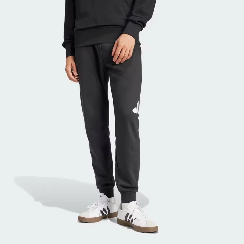 Adidas ЭССЕНШИАЛЗ SS25 Спортивная одежда Спортивные штаны с большим логотипом French Terry Мужские Black/White — фото 2