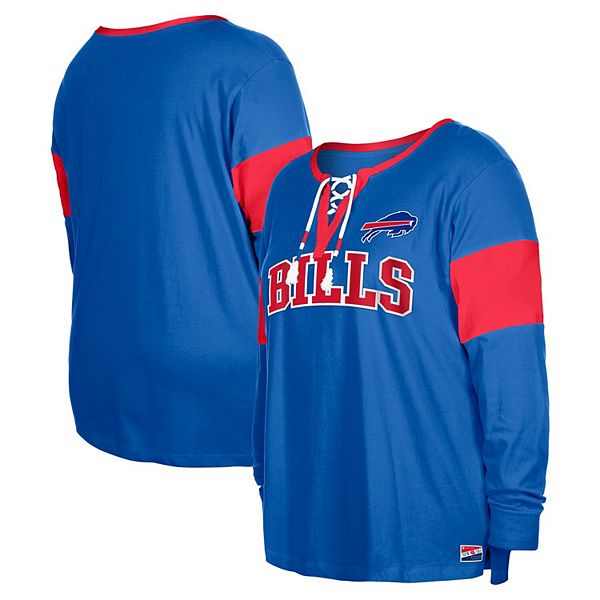 

Женская футболка с длинным рукавом и V-образным вырезом Royal Buffalo Bills plus size New Era