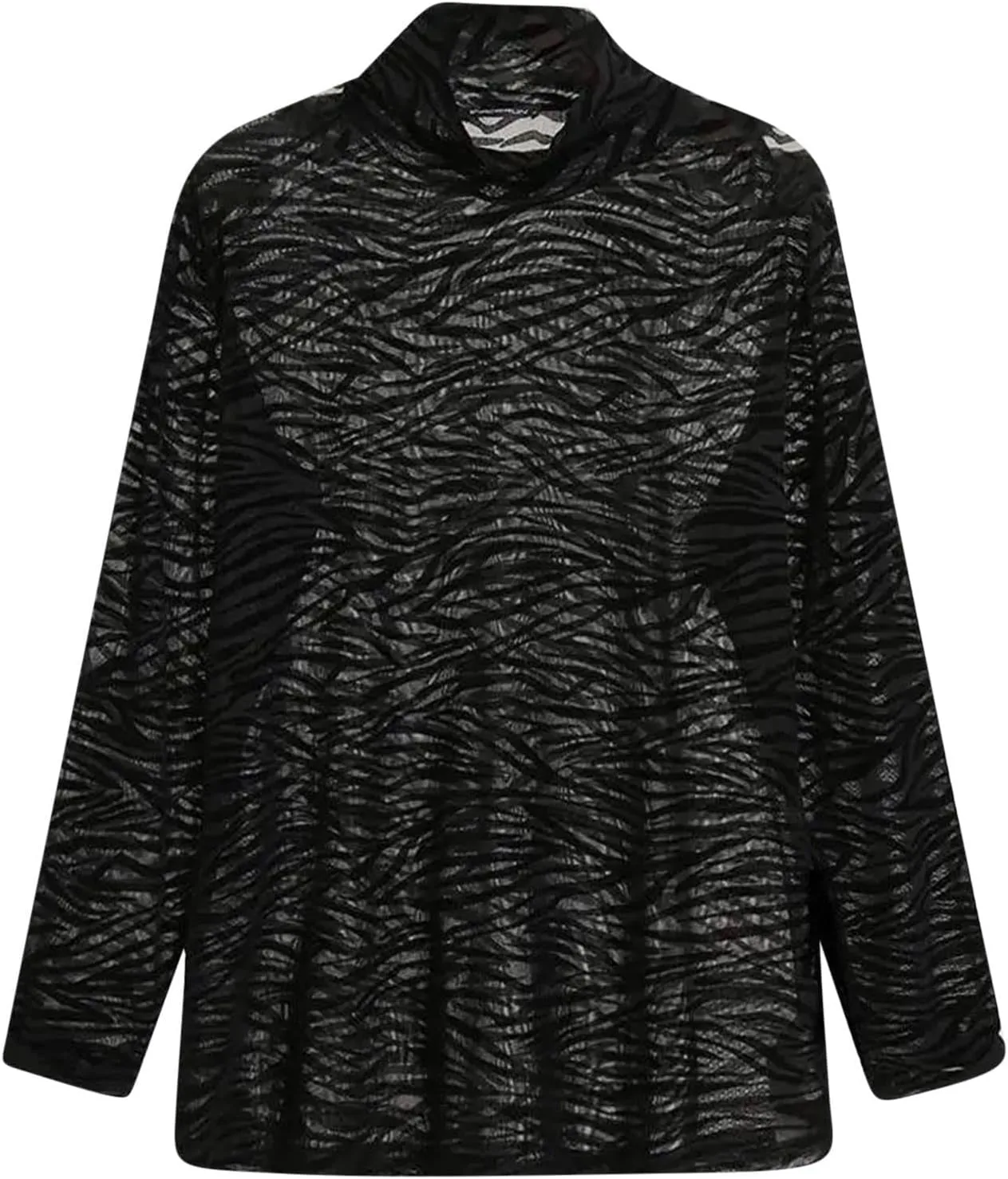 

Мужская футболка с принтом в полоску зебры, сетчатая, с длинным рукавом и круглым вырезом