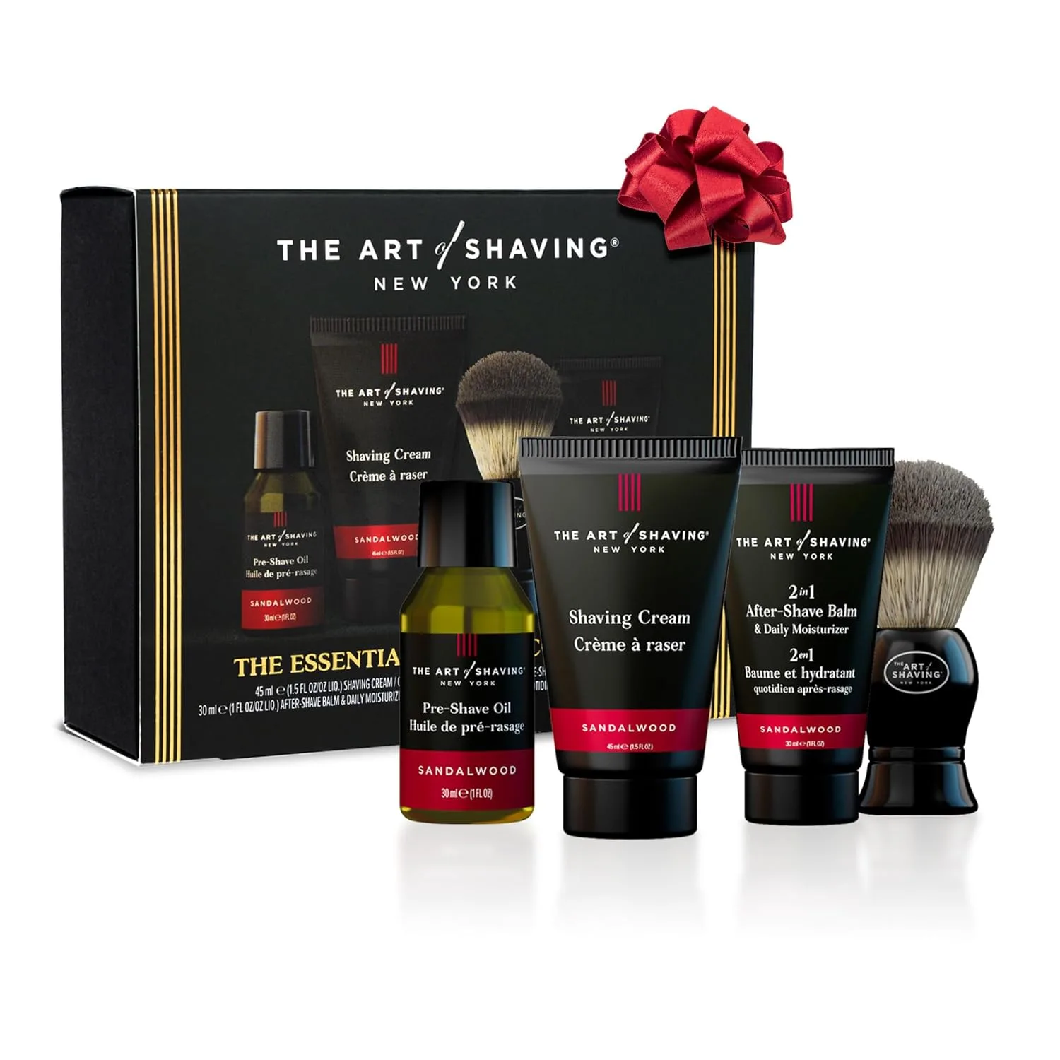 The Art of Shaving Sandalwood 4-in-1 пробный набор - масло для бритья, крем для бритья, кисть и бальзам после бритья - защита от раздражения и порезов, увлажнение сухой кожи
