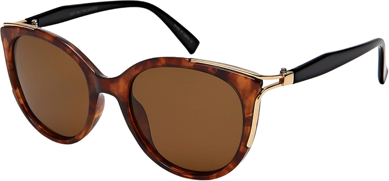 

Поляризованные винтажные дизайнерские солнцезащитные очки «кошачий глаз» с защитой от УФ-излучения UV400 для женщин в стиле ретро EDGEIWEAR, Tortoise-gold Frame/Brown Lens