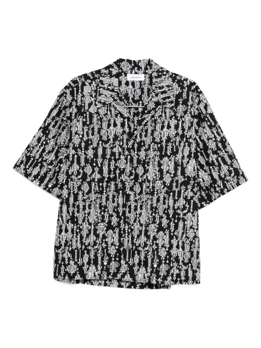 

Рубашка с короткими рукавами и кристаллическим узором Alexander McQueen, черный